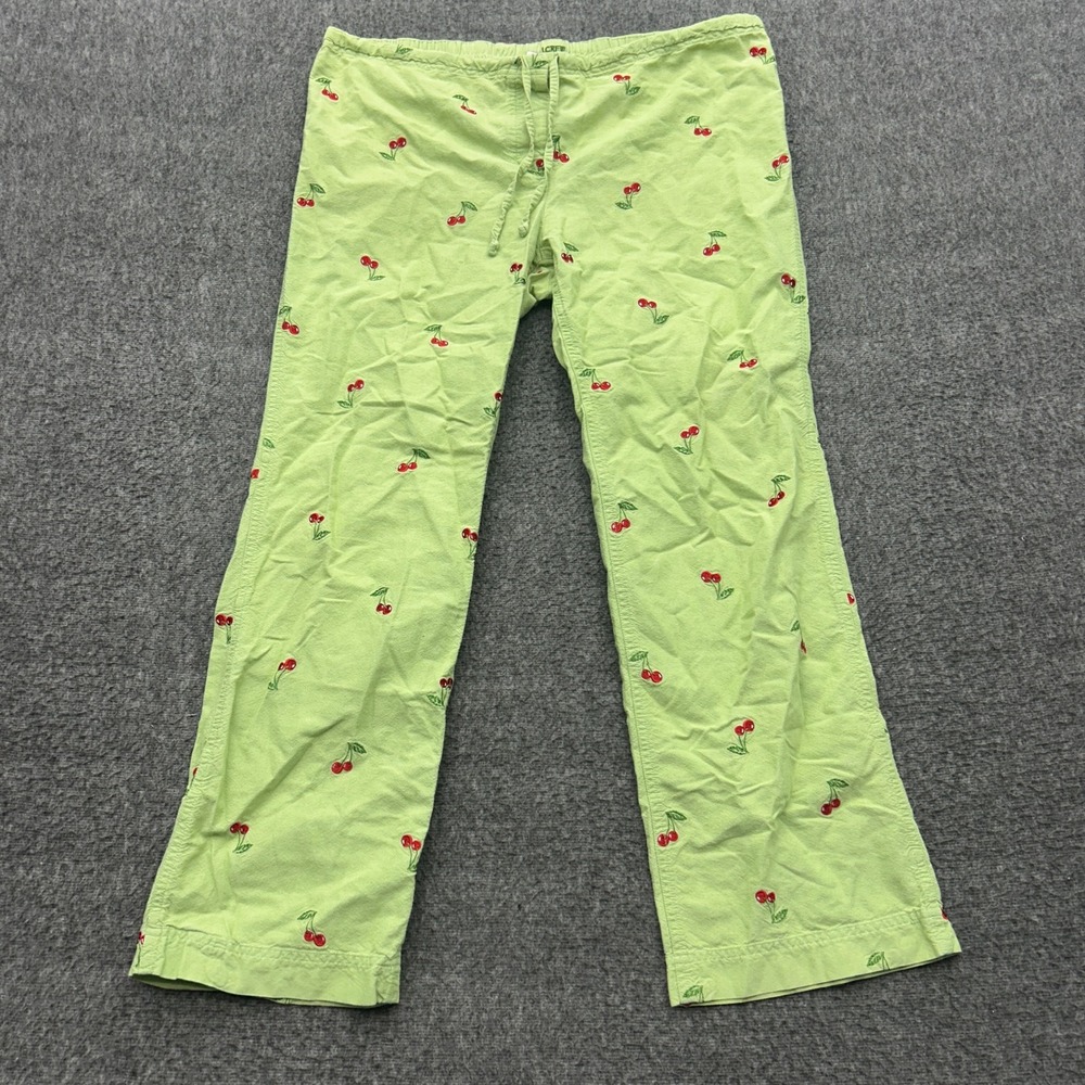 J. Crew Embroidered Pajama Pants Cotton Green Lounge Medium Vintage y2k